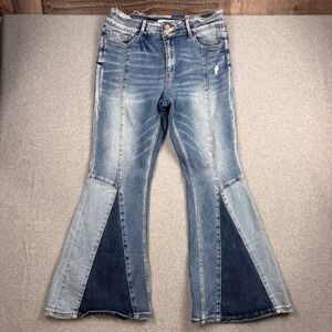 Bridge by Gly Jeans Womens 31 / 12 Patchwork High Rise Super Flare Boho Festival